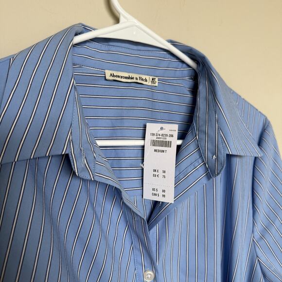 Abercrombie Womens Shirt Dress M Tall Striped Citycore Preppy Academia Capsule - Picture 4 of 7